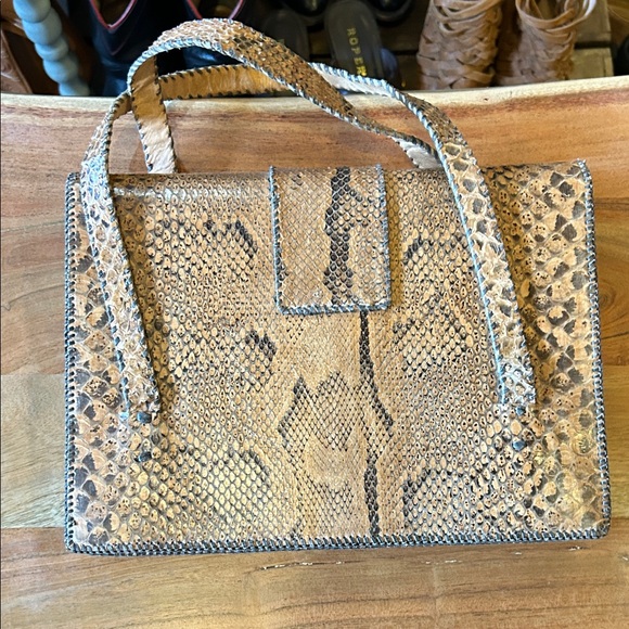 Vintage Tan Snakeskin Handbag - Picture 6 of 7